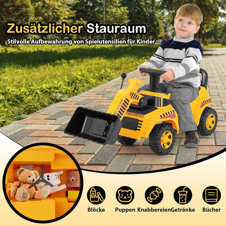 COSTWAY Bagger zum aufsitzen, Sitzbagger mit Verstellbarer Schaufel &amp; Stauraum unter Sitz, Kinderbag