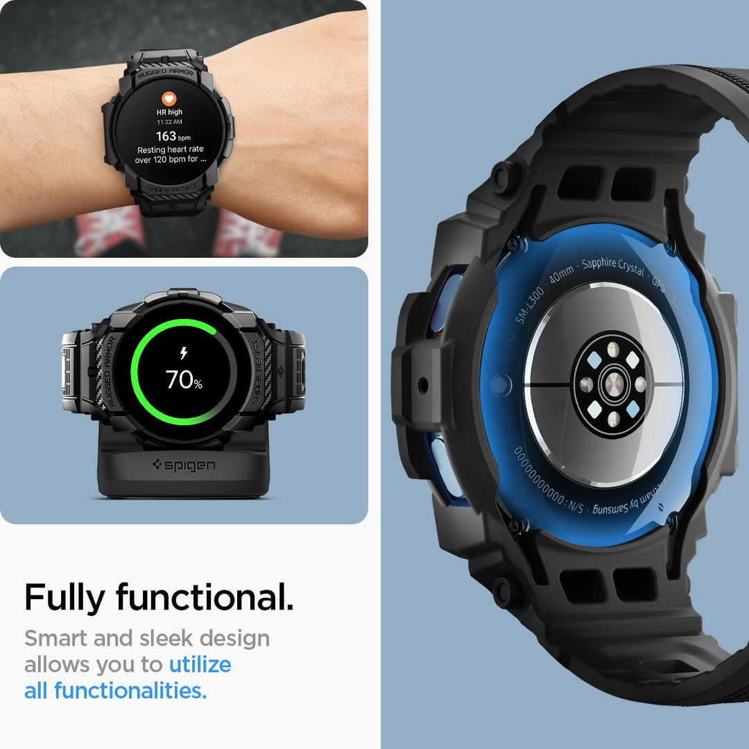 Spigen Rugged Armor Pro Hülle mit Armband Kompatibel mit Samsung Galaxy Watch 7 40mm (2024) - Matt S