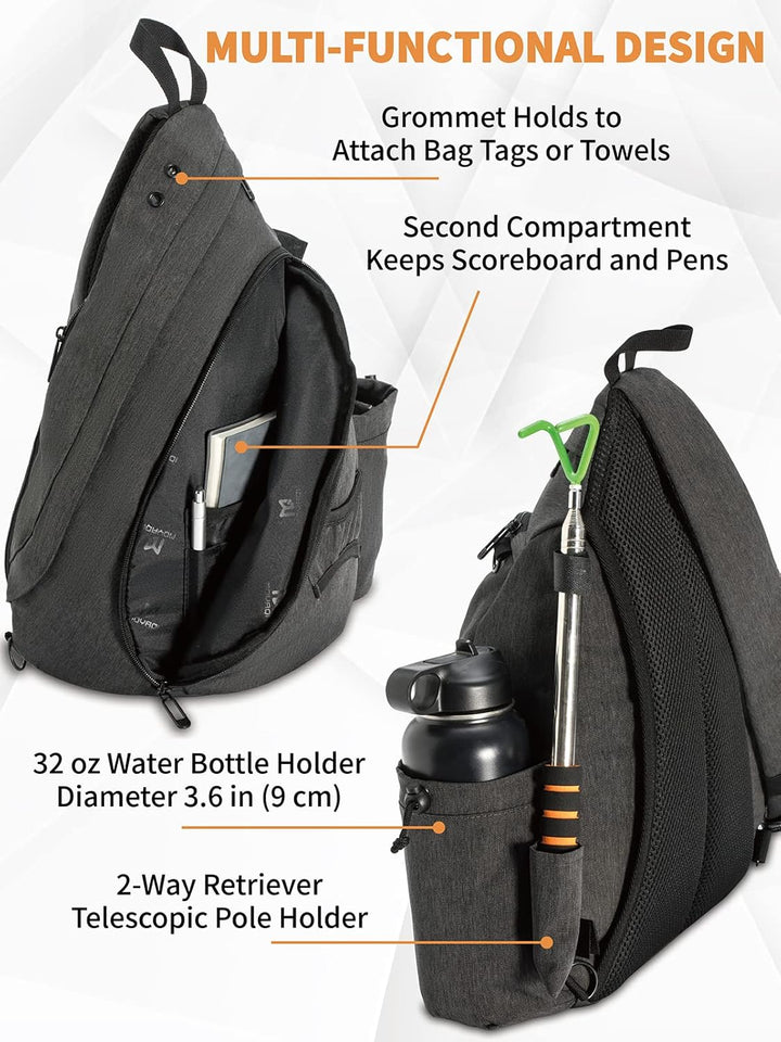 MOYAQI Disc Golf Tasche mit Retriever Halter und Aufbewahrungstaschen, Disc Golf Rucksack mit 8-10 D