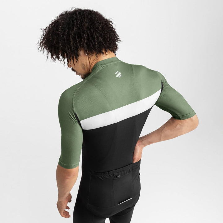 SIROKO M3 Radtrikot Herren Kurzarm Ultraleicht Aerodynamische Fahrradbekleidung S Schwarz/Olivgrün,