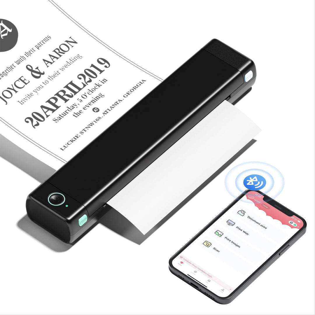 Phomemo M08F Mobiler Drucker A4 für Unterwegs Thermodrucker - Tragbarer Bluetooth Drucker für Den He