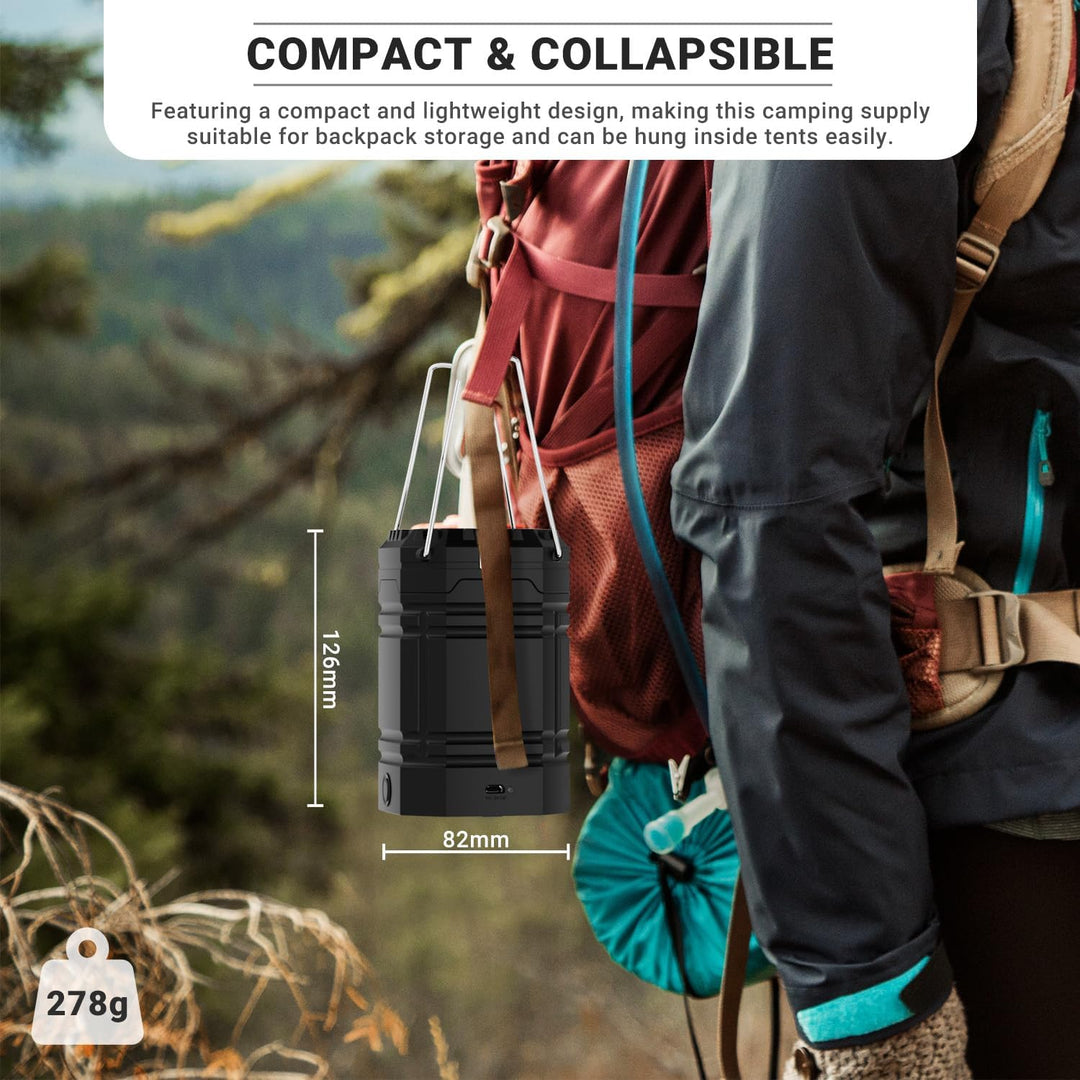 LED Campinglampe Solar, Wasserdicht LED Camping Laterne, Notfallleuchte mit Handkurbel, Eingebaute 3