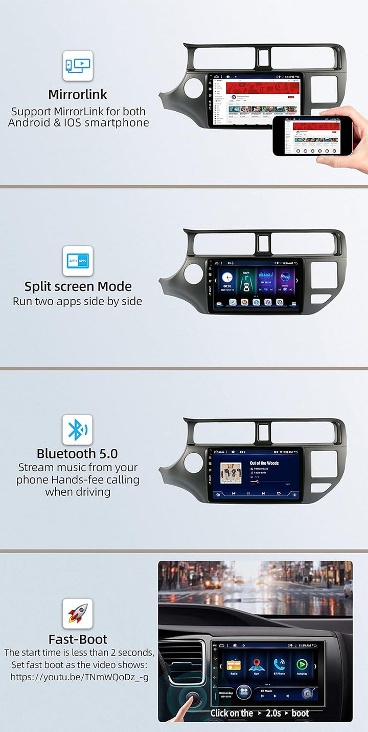 JOYX Android 12 Autoradio Passt für Kia K3 Rio (2011-2015) - [4G+64G] - Eingebaut DSP/Carplay/Androi