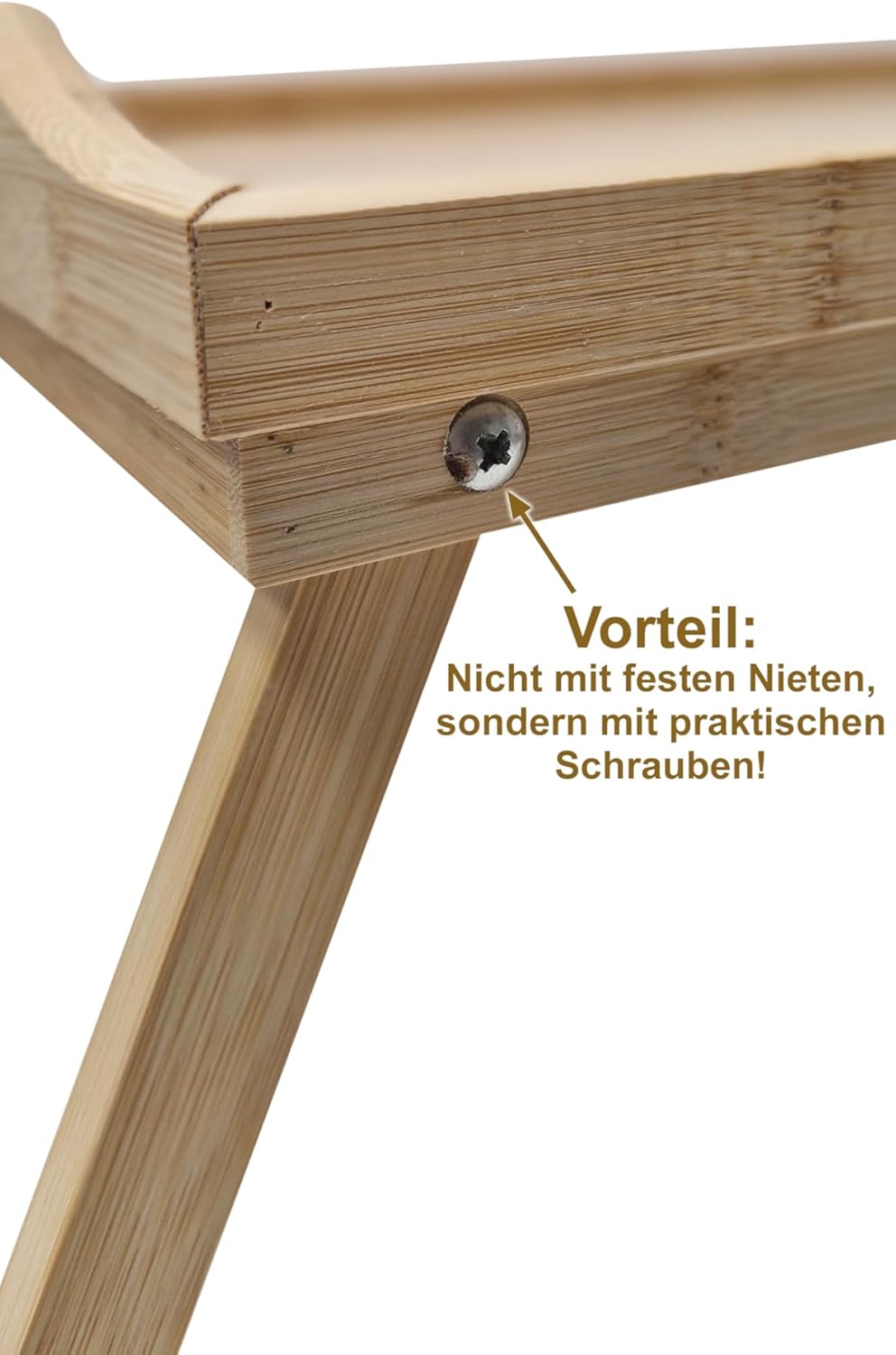 Frühstücks-Tablett klappbar Holz Serviertablett Betttablett Tablett Faltbare Beine im Bett