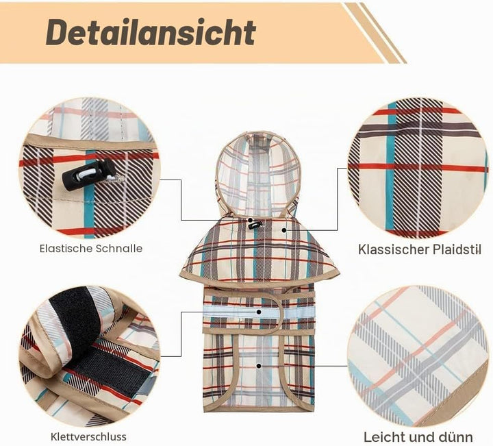 KOOLTAIL Hunde-Regenmantel mit Kapuze und Loch für die Leine, Regenmantel für kleine und mittelgross