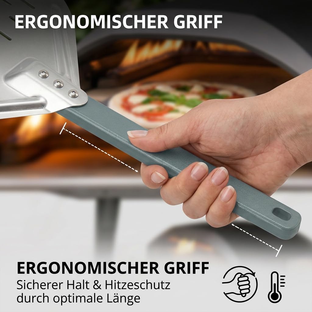 Pizzaschieber 40 * 30cm 12 Zoll Aluminium Pizzaschieber perfekter Grösse und perforiertem Design für