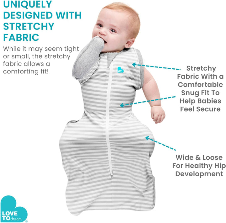 Love To Dream Swaddle Up Übergangssack Bamboo Lite, grauer Punkt, eng anliegende Passform, abnehmbar