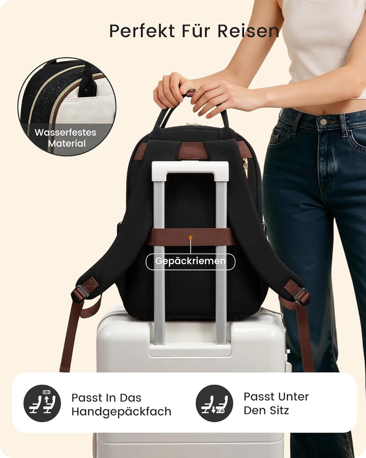 LOVEVOOK Rucksack Damen, 15.6 Zoll Laptop Schulrucksack Teenager mit Grossem Flaschenfach, Uni Schul