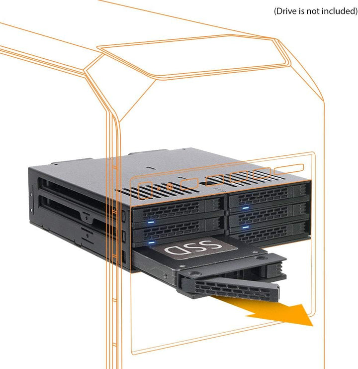 ICY DOCK Wechselrahmen für 6X 2,5 Zoll (6,4cm) SATA/SAS SSD/HDD in 1x 5,25 Zoll (13,3cm) ExpressCage