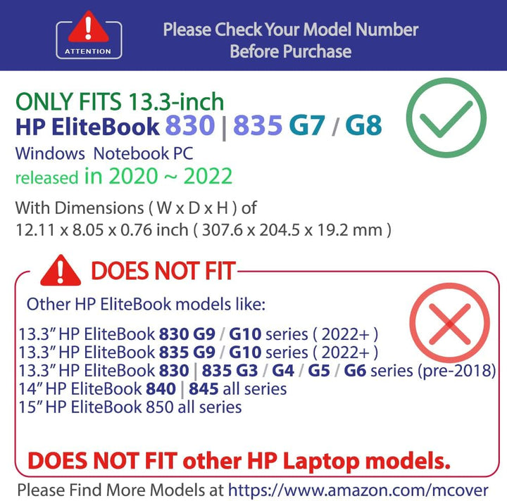mCover Nur kompatibel mit HP EliteBook 830 G7 / G8 (Intel CPU) 13,3 Zoll 2020 ~ 2022 | EliteBook 835