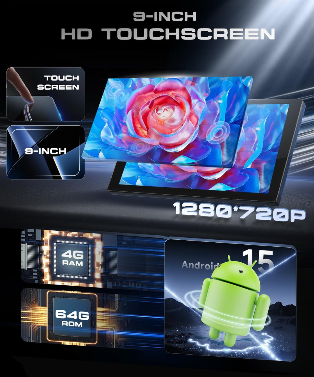 VECHTEL 4+64G Autoradio Android 15 für Renault Dacia Sandero 2 B52 2012-2019, 9 Zoll HD Touchscreen