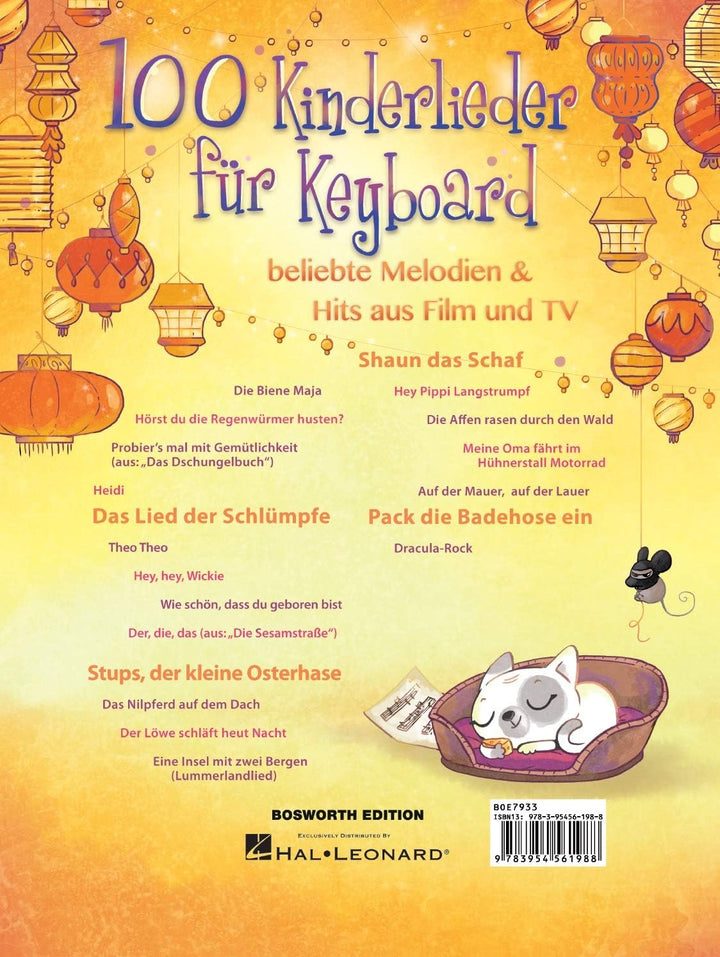 100 Kinderlieder für Keyboard - beliebte Melodien a Hits aus Film und TV - Songbook mit bunter herzf