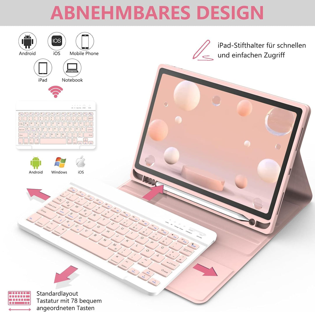 Tastatur Hülle für iPad Air 11"(M2) 2024/iPad Air 5 Gen 2022/iPad Air 4 Gen 2020 10.9'', Schutzhülle