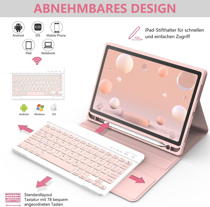 Tastatur Hülle für iPad Air 11"(M2) 2024/iPad Air 5 Gen 2022/iPad Air 4 Gen 2020 10.9'', Schutzhülle