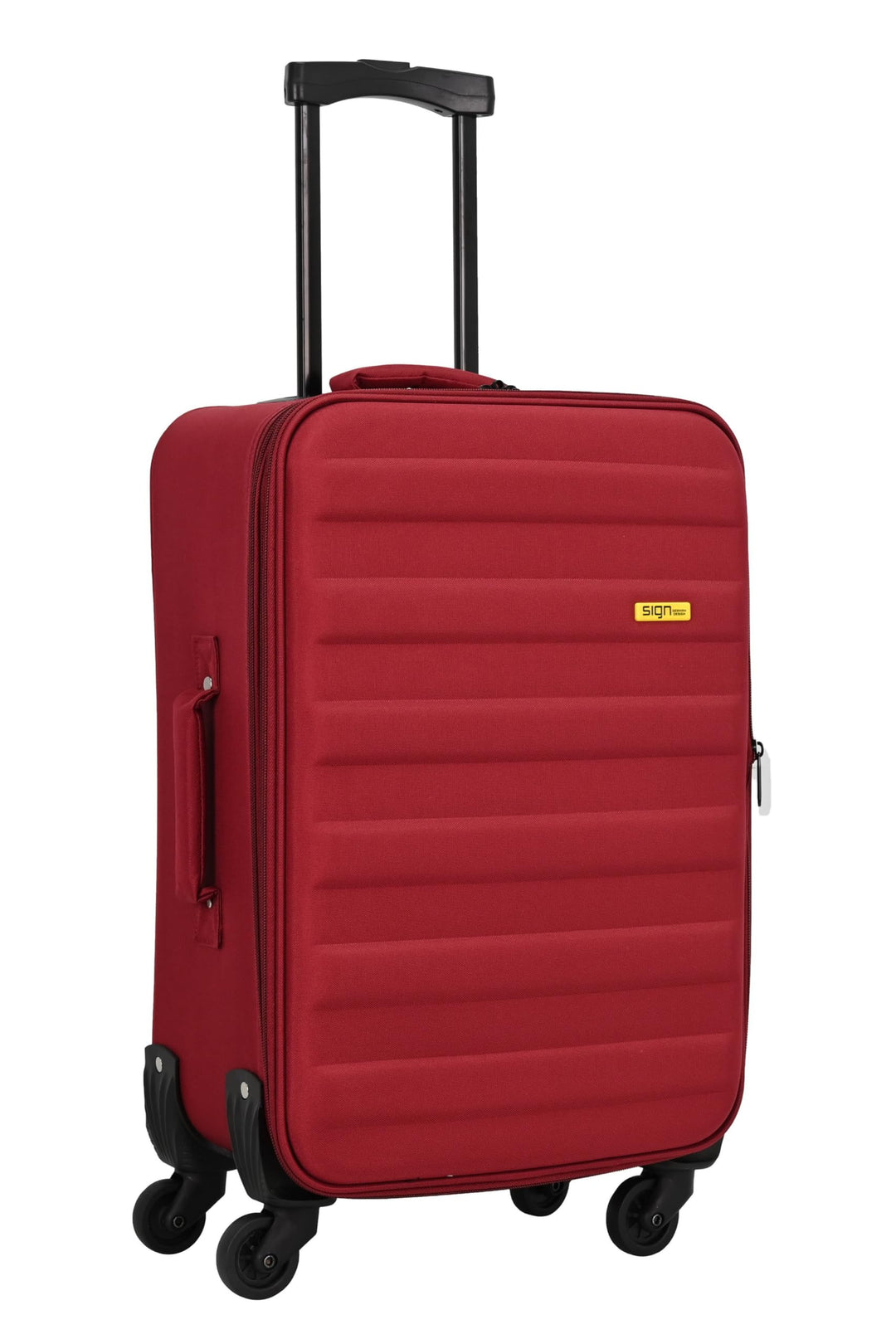 SIGN Stoffkoffer Reisekoffer Trolley (Handgepäck-Mittel-Gross-Set) + 5cm Dehnungsfuge (Weinrot, Gros