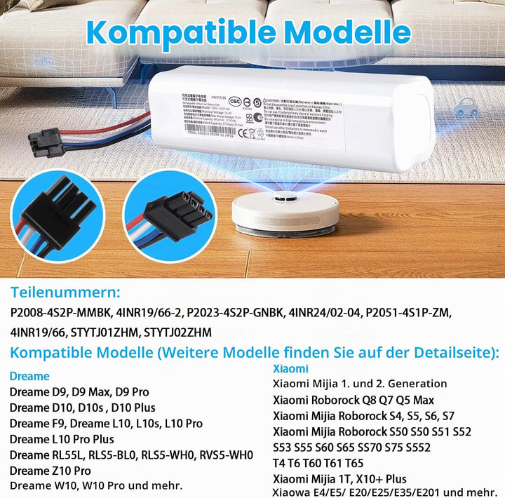 6800 mAh Akku kompatibel mit Dreame D9 D9 Pro D9 Max, D10 D10S D10 Plus, L10 L10S L10 Pro L10 Plus,
