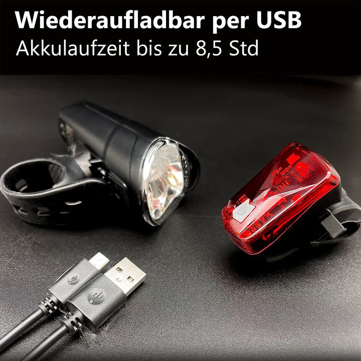bemiX Fahrradlicht Set StVZO zugelassen LED Fahrradleuchtenset regenfest mit Schnellbefestigung Hell