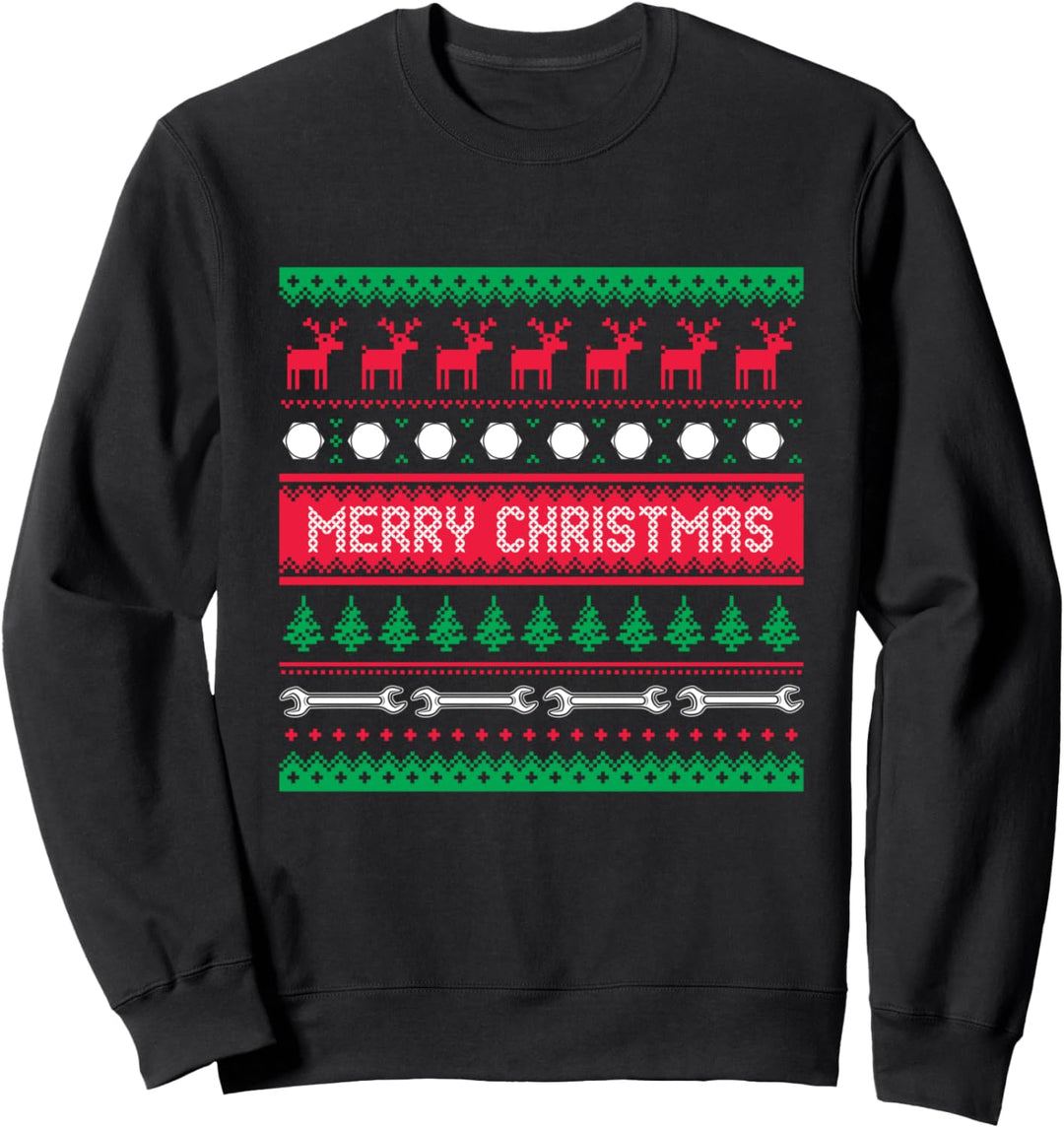 Hässlicher Weihnachtspullover Mechaniker Sweatshirt