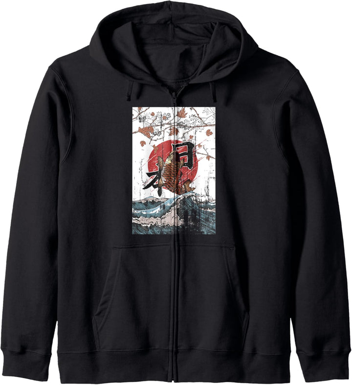 Japanisch Anime Koi Kimono Kunst Japan Kapuzenjacke