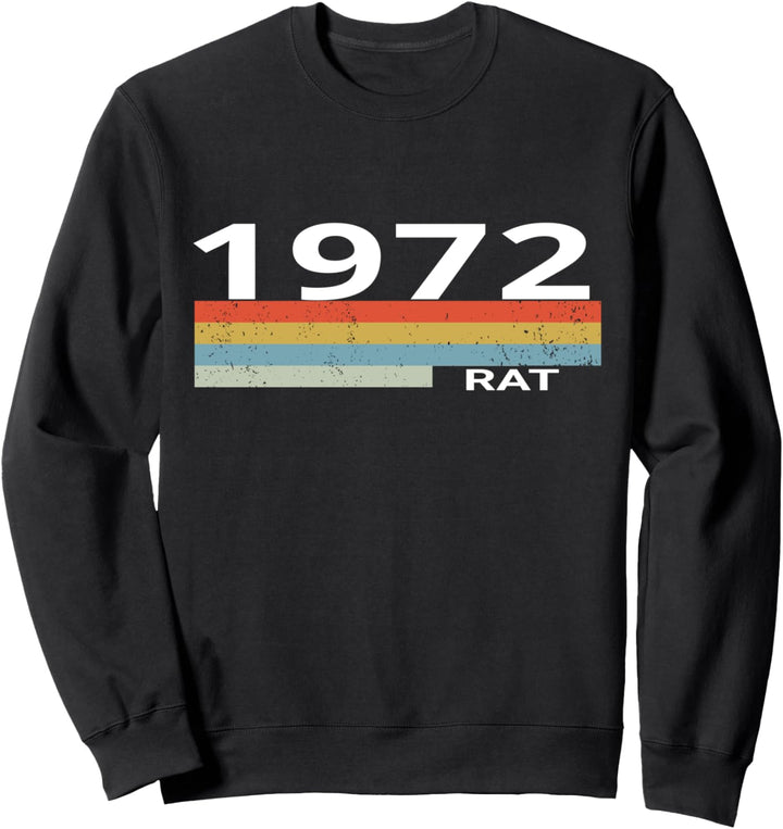 1972 Vintage Retro Streifen Geburtstag Das Ratten Jahr In Chinesisch Sweatshirt