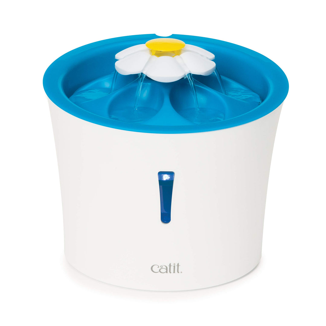 Catit Flower Fountain, Blumentrinkbrunnen mit LED für Katzen, 3L, weiss/blau