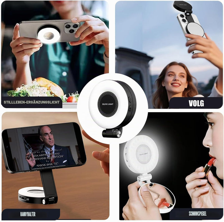 Magnetisches Handy Ringlicht, Selfie Licht mit 3 Farbtemperaturen CRI95 360° 2500k-9000k, Videoleuch