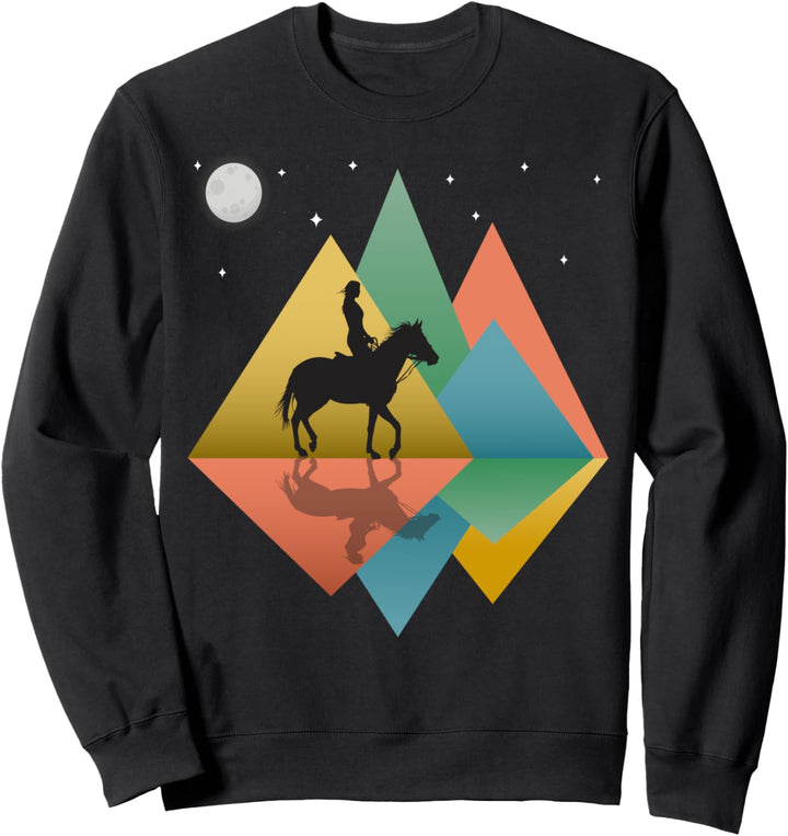 Horse Rider Mountains Retro Pop Art Sweatshirt