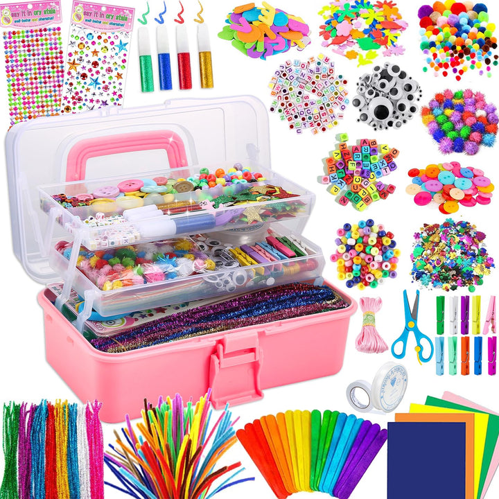 Gutenguy Bastelset Kinder, 3000+Pcs Bastelkoffer Bastelbedarf Material Set, Grosse Bastelbox Geschen