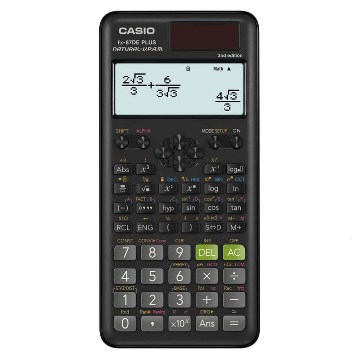 Casio FX-87DE Plus-2 Wissenschaftlich-Technischer Schulrechner, Schwarz Taschenrechner, Taschenrechn