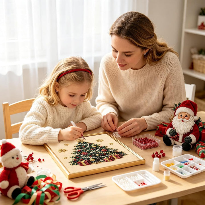 Pearl Painting Kit - DIY Christmas Diamant Malerei Mit Rahmen Perlenbild | Gerahmte Leinwand Funkeln