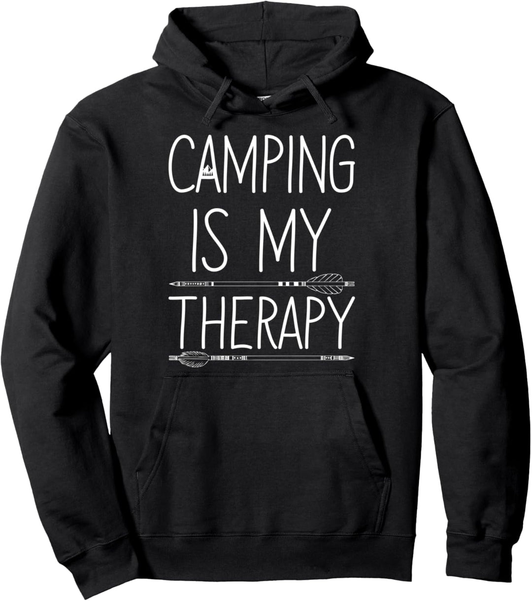 Camping Is My Therapy Outdoors Lover Girl Rustic Boho Arrows Pullover Hoodie