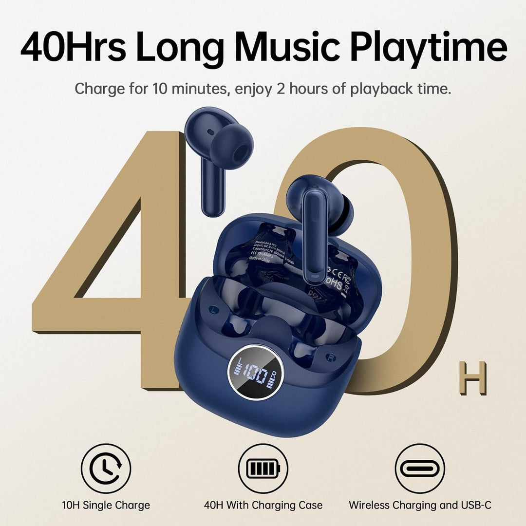 ANC Bluetooth Kopfhörer mit Hybride Aktive Geräuschunterdrückung, In Ear Kopfhörer Bluetooth mit -45