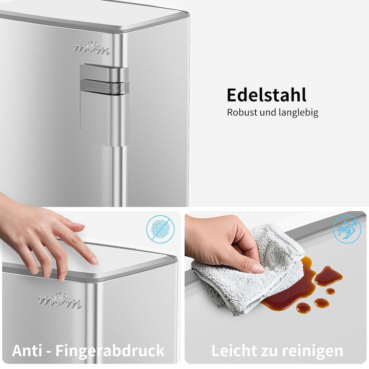 mVm Mülleimer Küche,40 Liter Treteimer,Mülltrennsystem, Abfalleimer Küche mit Inneneimer aus Kunstst