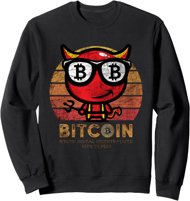 Funny Vintage Bitcoin BTC Devil Graphic Tee - Bitcoin Crypto Sweatshirt
