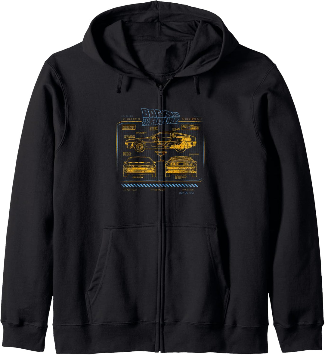 Back To The Future 35th Anniversary DeLorean Schematics Kapuzenjacke