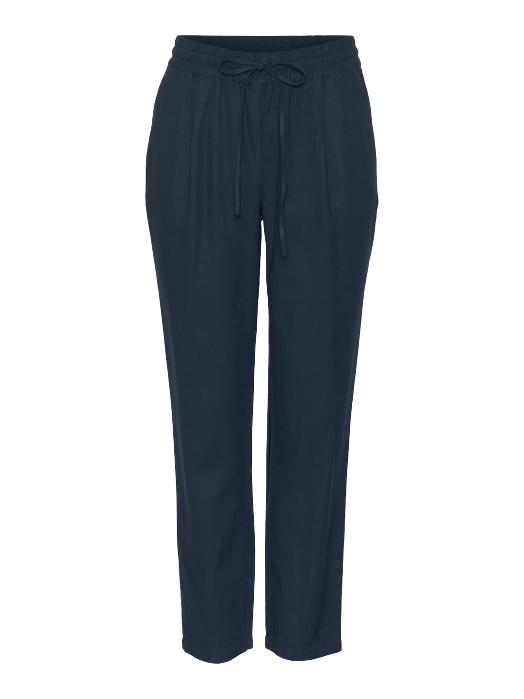 VERO MODA Damen Legere Leinen Stoffhose Casual Schlupfhose Lockere Ankle Pants S Blau-2, S Blau-2