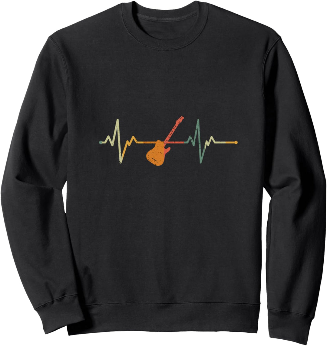 Vintage Gitarrist Geschenk Herzschlag E-Gitarre Sweatshirt