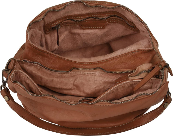 Samantha Look Umhängetasche echt Leder Damen - 021672 Cognac, Cognac