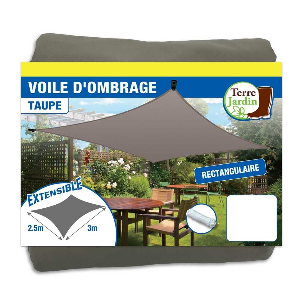 TERRE JARDIN - Sonnensegel, rechteckig, ausziehbar, Taupe, Braun