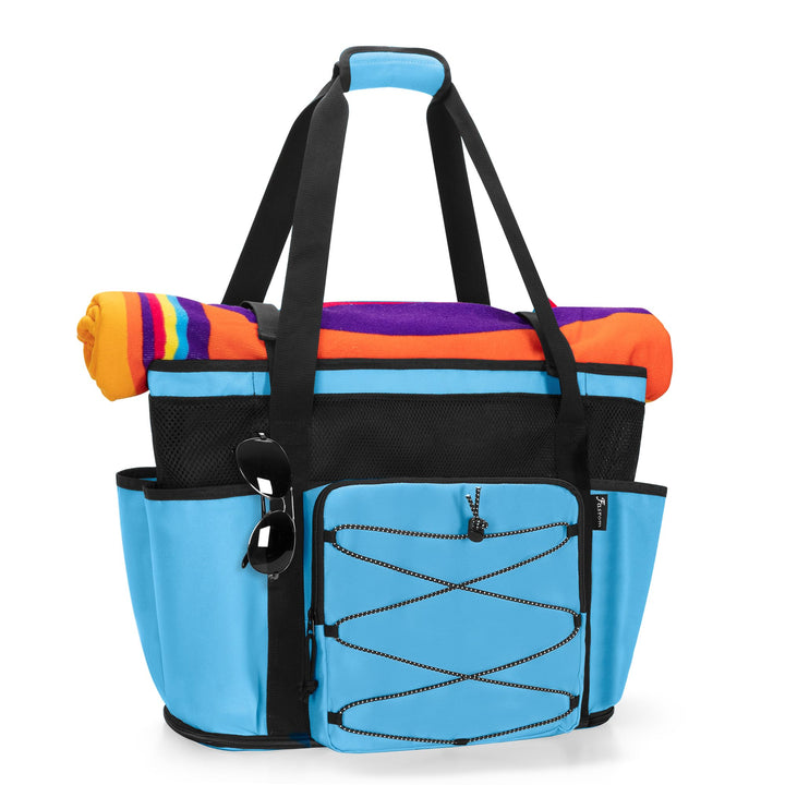 Fasrom Strandtasche XXL mit Reissverschluss unten, badetasche Gross | Mit Trennsystem mit 2 Schichte