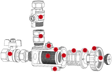 Schlammabscheider Heizung mit Magnet Schmutzfänger Magnetfilter aus Technopolymer bis 10 Bar 3/4''