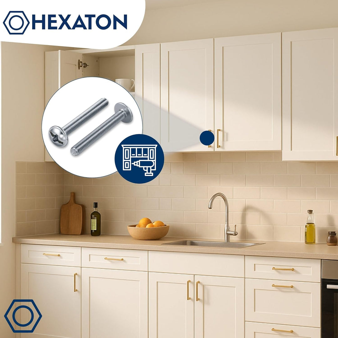 HEXATON Kreuzschlitzschrauben mit Linsenkopf mit Flansch Pozidriv – M4 x 43 mm – 100 Stück – DIN 967