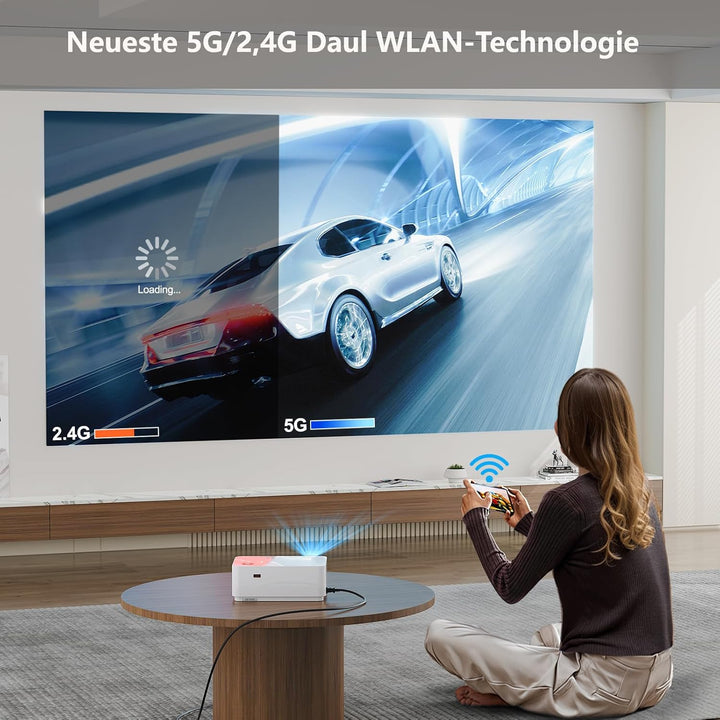Beamer 4K Mit Android TV, SEWENS 800 ANSI WiFi Bluetooth Projektor, Autofokus und Keystone, Native 1