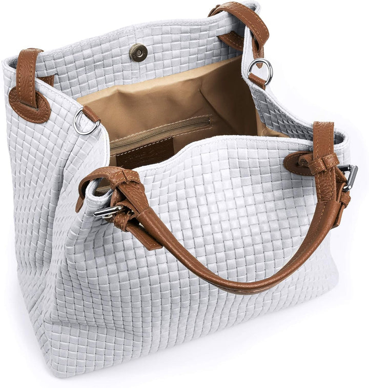 FIRENZE ARTEGIANI , Damen Schultertasche, Weiss