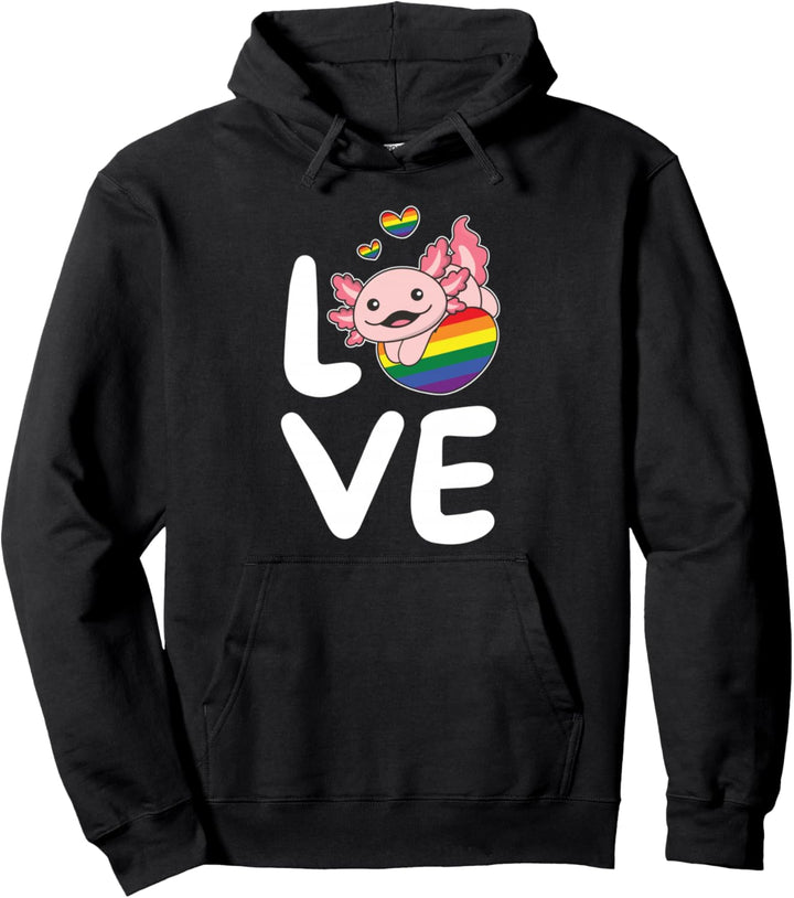 Regenbogen Flagge Pride Monat LGBTQ Regenbogen Love Axolotl Pullover Hoodie
