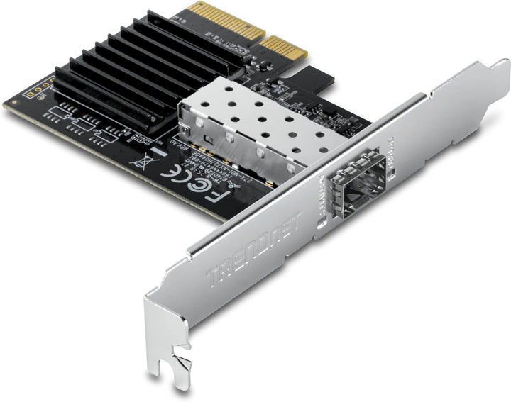 TRENDnet TEG-10GECSFP 10 Gigabit PCIe SFP+ Netzwerkadapter, Standard- und flache Halteklammern inbeg