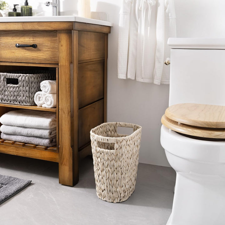GRANNY SAYS Wicker Papierkorb, Geflochtener Mülleimer, Wasserdichter Abfalleimer mit Griffen, Gefloc