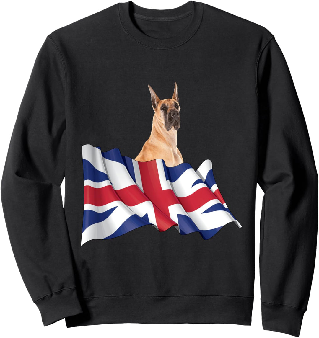 Union Jack Flag Dog Great Dane Sweatshirt
