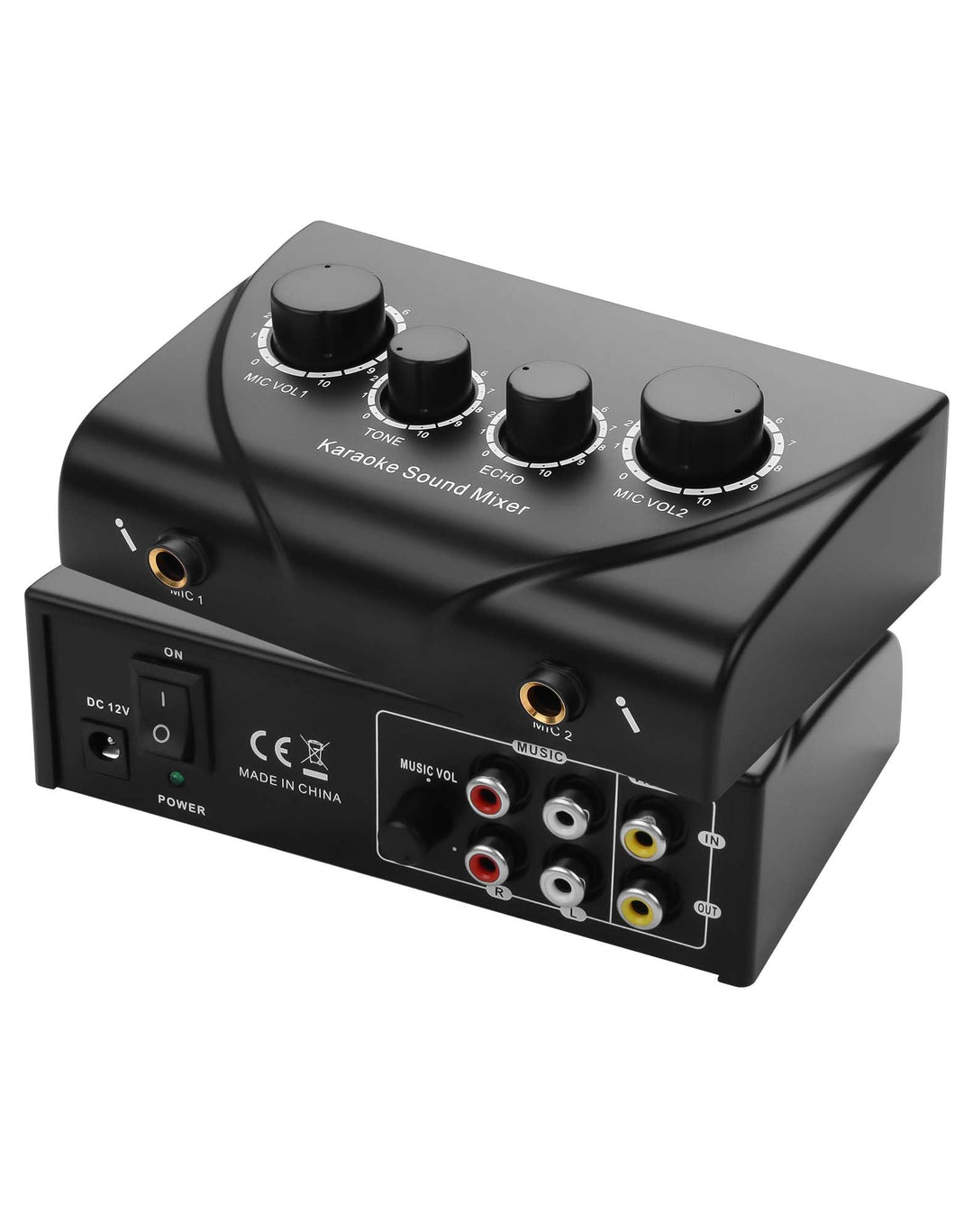 CERRXIAN Karaoke-Soundmixer, zwei Mikrofonanschlüsse mit Echo-Regler, kompatibel mit Fernseher, Comp