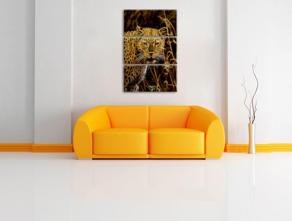 Leopard beobachtet Umgebung NewArt 3-Teiler Leinwandbild 120x80 Bild auf Leinwand, XXL riesige Bilde